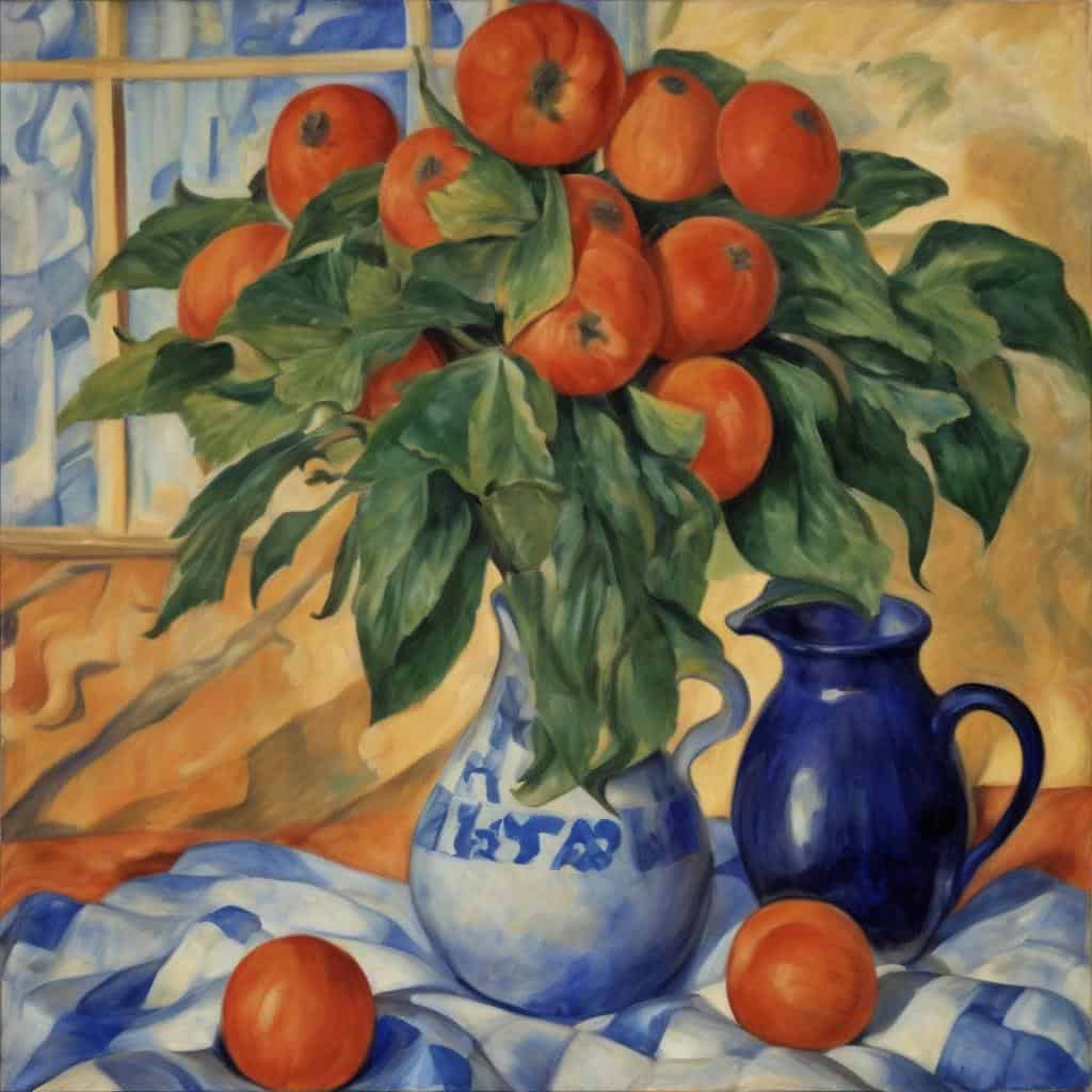 Φρεσκάδα και οπτική αντίληψη με καλλιτεχνική απεικόνιση φρούτων σε ζωγραφιά.